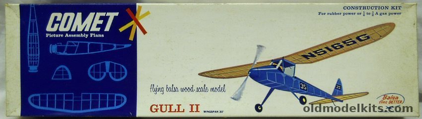 Comet Gull II by Carl Goldberg - 30 Inch Wingspan Wakefield-Style Flying Aircraft, 3903-300 plastic model kit